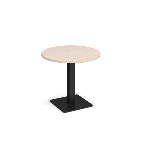 Brescia circular dining table with flat square black base 800mm - maple