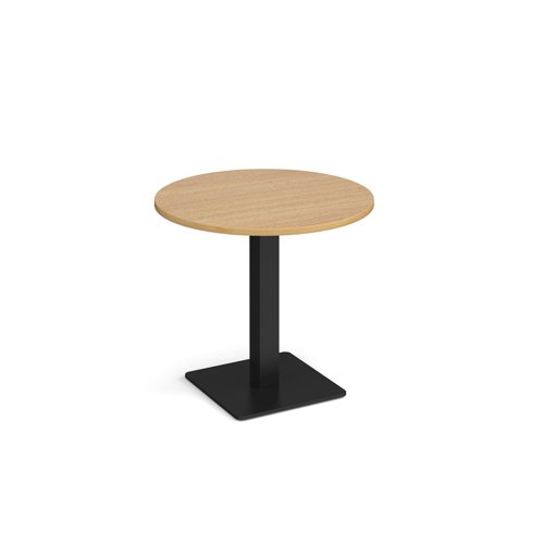 Brescia circular dining table with flat square black base 800mm - oak BDC800-K-O Buy online at Office 5Star or contact us Tel 01594 810081 for assistance