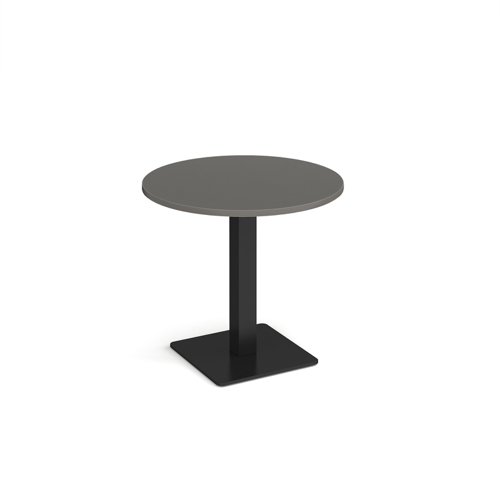 Brescia circular dining table with flat square black base 800mm - Onyx Grey