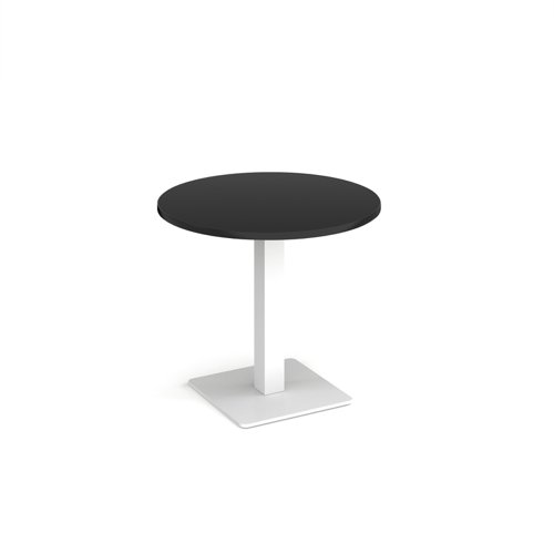 Brescia circular dining table with flat square white base 800mm - Black