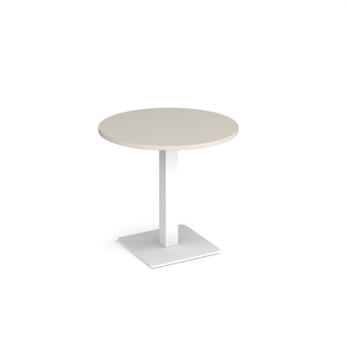 Brescia circular dining table with flat square white base 800mm - Light Grey