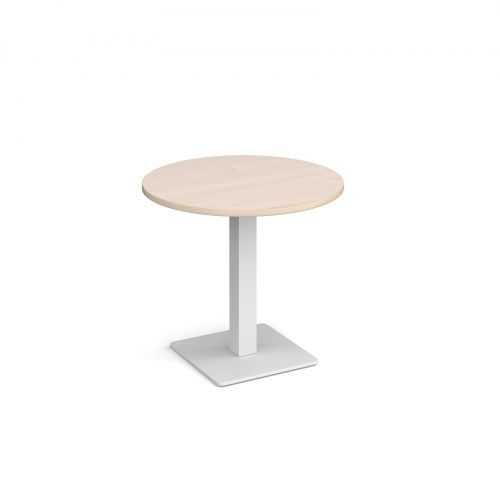 Brescia circular dining table with flat square white base 800mm - maple