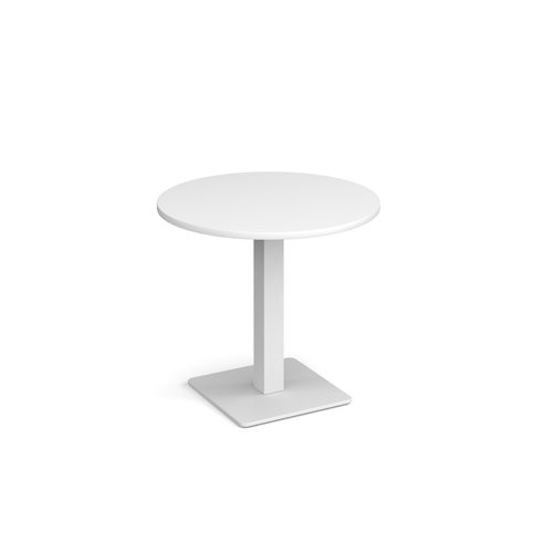 Brescia circular dining table with flat square white base 800mm - white Canteen Tables BDC800-WH-WH