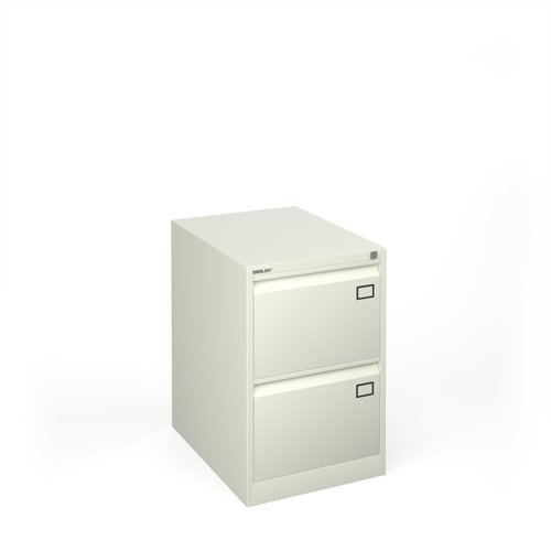 Steel 2 drawer filing cabinet 711mm high - white