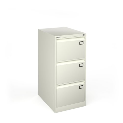 Steel 3 drawer filing cabinet 1016mm high - white