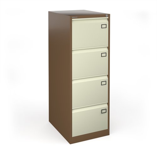 Steel 4 drawer filing cabinet 1321mm high - coffee/cream