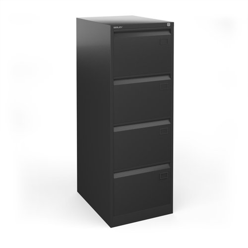 Steel 4 drawer filing cabinet 1321mm high - black