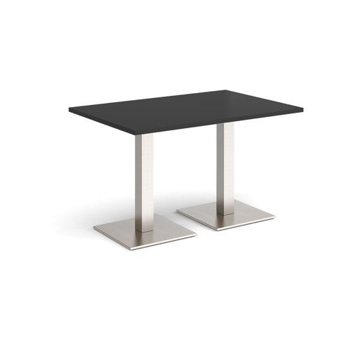 Brescia rectangular dining table with flat square brushed steel bases 1200mm x 800mm - Black