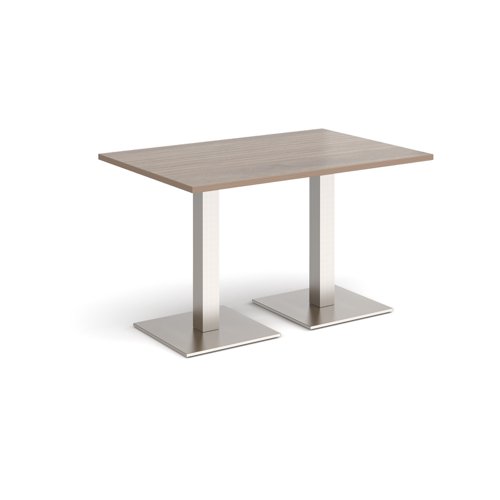 Brescia rectangular dining table with flat square brushed steel bases 1200mm x 800mm - barcelona walnut BDR1200-BS-BW Buy online at Office 5Star or contact us Tel 01594 810081 for assistance