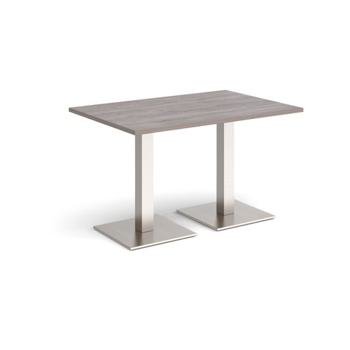 Brescia rectangular dining table with flat square brushed steel bases 1200mm x 800mm - grey oak  BDR1200-BS-GO