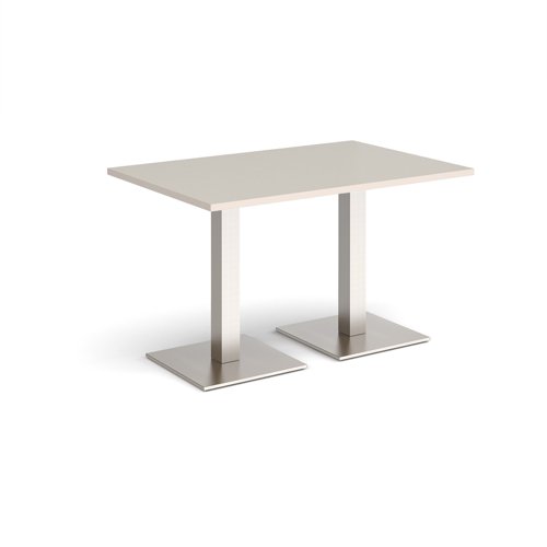 Brescia rectangular dining table with flat square brushed steel bases 1200mm x 800mm - Light Grey