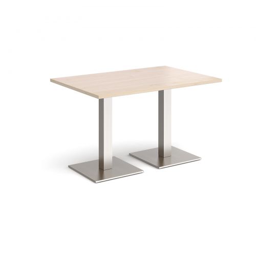 Brescia rectangular dining table with flat square brushed steel bases 1200mm x 800mm - maple