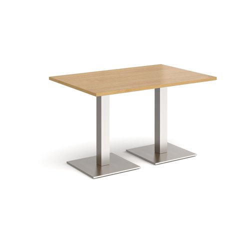 Brescia rectangular dining table with flat square brushed steel bases 1200mm x 800mm - oak