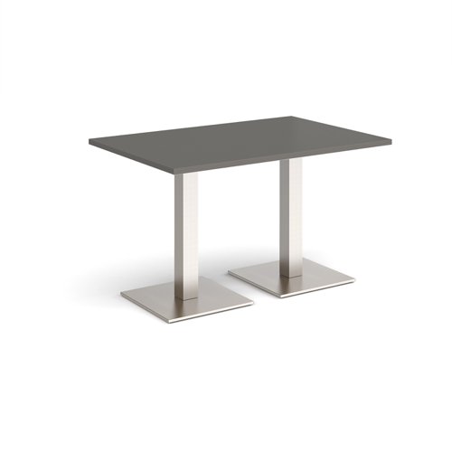 Brescia rectangular dining table with flat square brushed steel bases 1200mm x 800mm - Onyx Grey