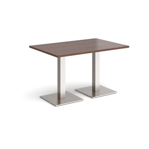 Brescia rectangular dining table with flat square brushed steel bases 1200mm x 800mm - walnut