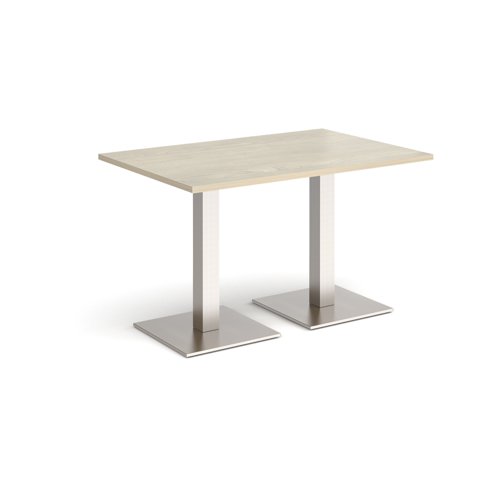 Brescia rectangular dining table with flat square brushed steel bases 1200mm x 800mm - made to order