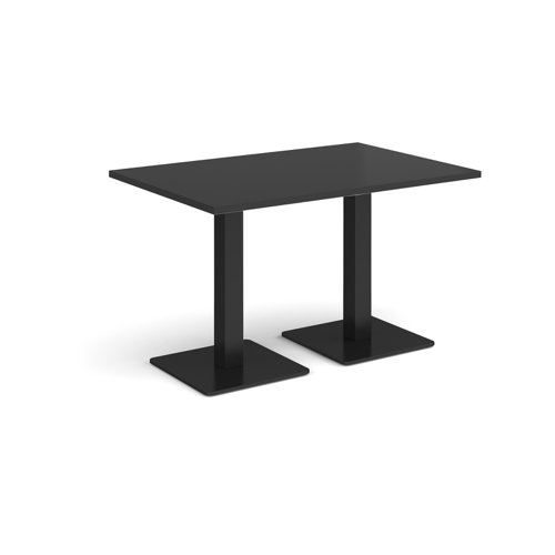 Brescia rectangular dining table with flat square black bases 1200mm x 800mm - Black