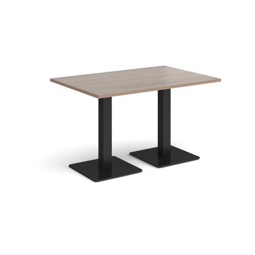 Brescia rectangular dining table with flat square black bases 1200mm x 800mm - barcelona walnut