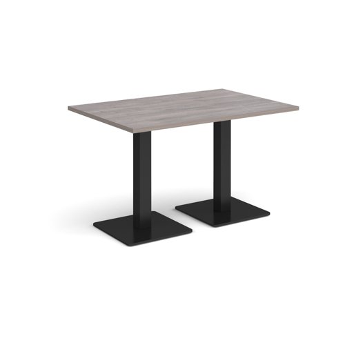 Brescia rectangular dining table with flat square black bases 1200mm x 800mm - grey oak