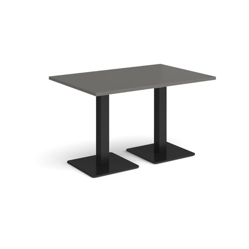 Brescia rectangular dining table with flat square black bases 1200mm x 800mm - Onyx Grey