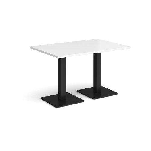 Brescia rectangular dining table with flat square black bases 1200mm x 800mm - white Canteen Tables BDR1200-K-WH