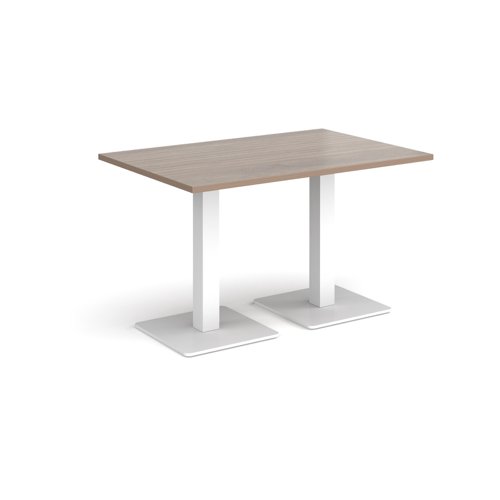 Brescia rectangular dining table with flat square white bases 1200mm x 800mm - barcelona walnut
