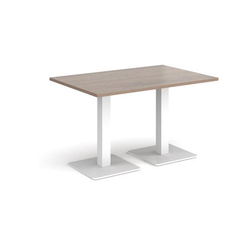 Brescia rectangular dining table with flat square white bases 1200mm x 800mm - barcelona walnut  BDR1200-WH-BW