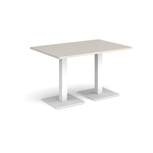 Brescia rectangular dining table with flat square white bases 1200mm x 800mm - Light Grey  BDR1200-WH-LG