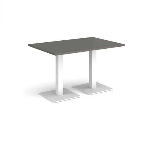 Brescia rectangular dining table with flat square white bases 1200mm x 800mm - Onyx Grey