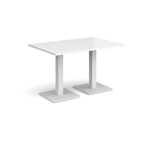 Brescia rectangular dining table with flat square white bases 1200mm x 800mm - white  BDR1200-WH-WH