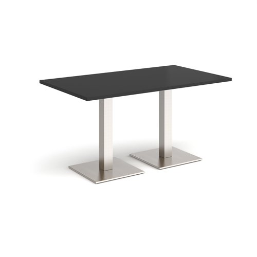 Brescia rectangular dining table with flat square brushed steel bases 1400mm x 800mm - Black  BDR1400-BS-BK