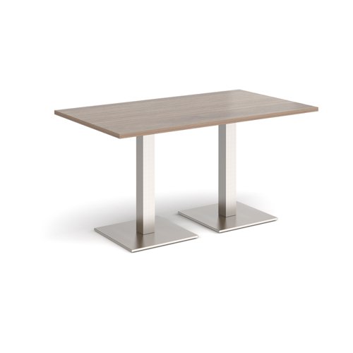 Brescia rectangular dining table with flat square brushed steel bases 1400mm x 800mm - barcelona walnut BDR1400-BS-BW Buy online at Office 5Star or contact us Tel 01594 810081 for assistance