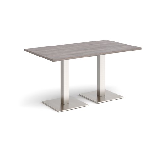 Brescia rectangular dining table with flat square brushed steel bases 1400mm x 800mm - grey oak