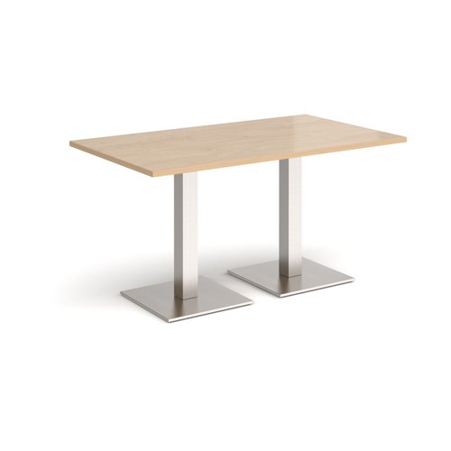 Brescia rectangular dining table with flat square brushed steel bases 1400mm x 800mm - kendal oak