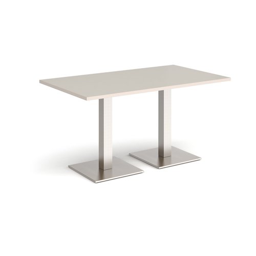 Brescia rectangular dining table with flat square brushed steel bases 1400mm x 800mm - Light Grey  BDR1400-BS-LG