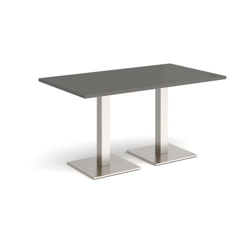 Brescia rectangular dining table with flat square brushed steel bases 1400mm x 800mm - Onyx Grey  BDR1400-BS-OG