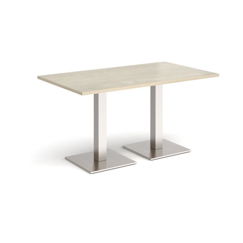 Brescia rectangular dining table with flat square brushed steel bases 1400mm x 800mm - made to order