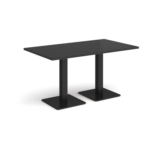 Brescia rectangular dining table with flat square black bases 1400mm x 800mm - Black