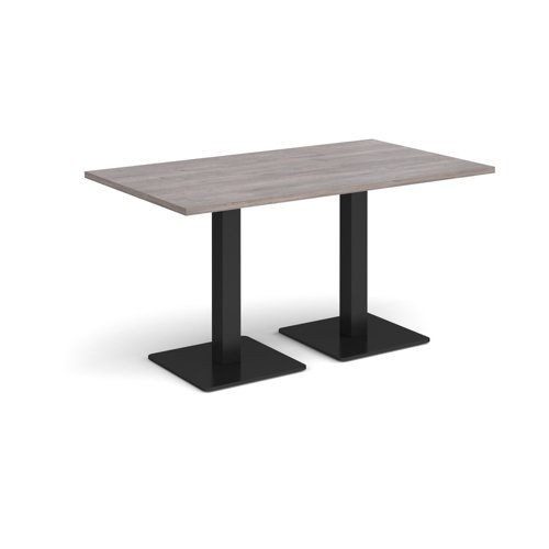 Brescia rectangular dining table with flat square black bases 1400mm x 800mm - grey oak