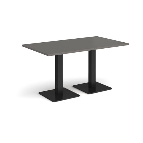 Brescia rectangular dining table with flat square black bases 1400mm x 800mm - Onyx Grey