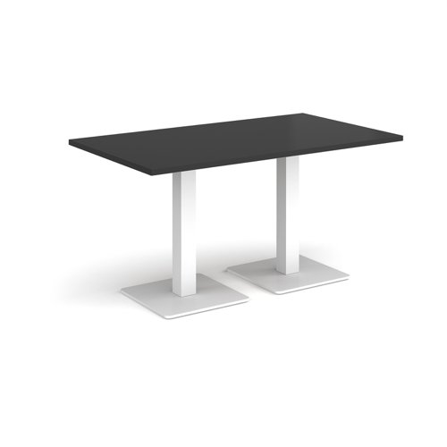 Brescia rectangular dining table with flat square white bases 1400mm x 800mm - Black