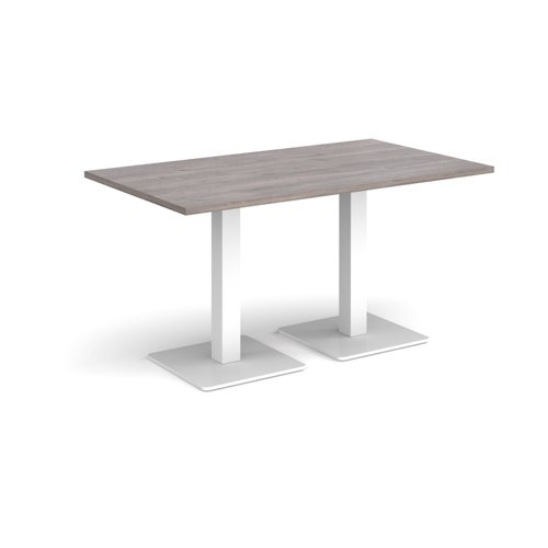 Brescia rectangular dining table with flat square white bases 1400mm x 800mm - grey oak