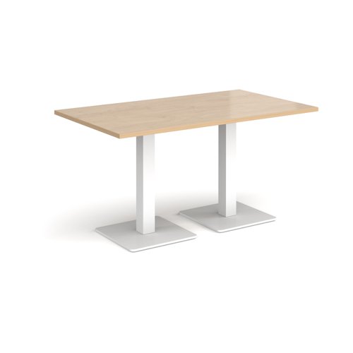 Brescia rectangular dining table with flat square white bases 1400mm x 800mm - kendal oak