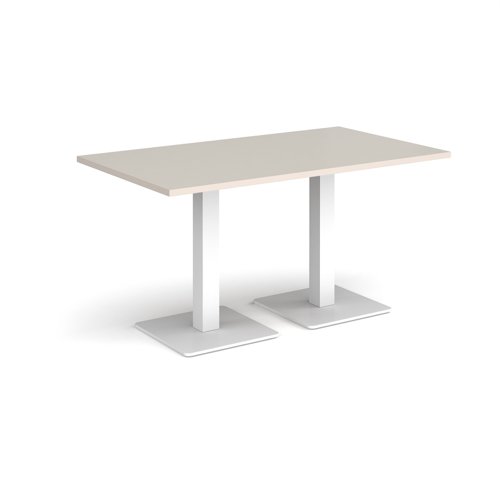 Brescia rectangular dining table with flat square white bases 1400mm x 800mm - Light Grey