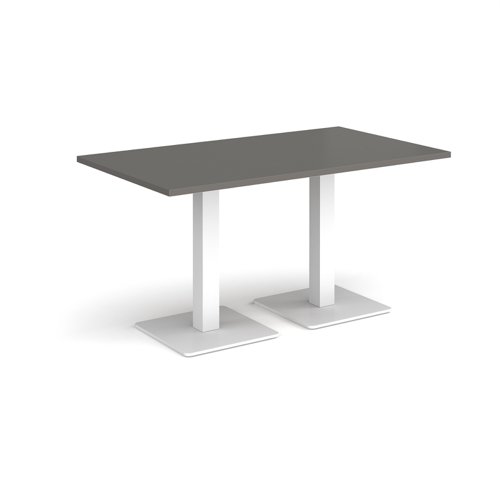 Brescia rectangular dining table with flat square white bases 1400mm x 800mm - Onyx Grey