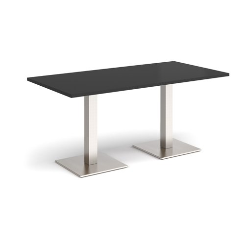 Brescia rectangular dining table with flat square brushed steel bases 1600mm x 800mm - Black