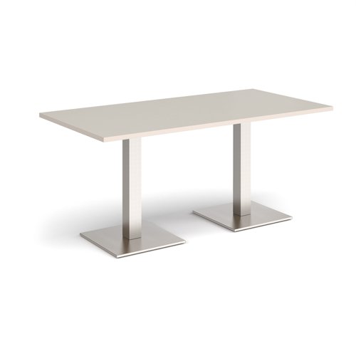 Brescia rectangular dining table with flat square brushed steel bases 1600mm x 800mm - Light Grey  BDR1600-BS-LG