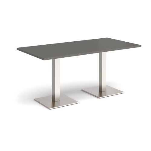 Brescia rectangular dining table with flat square brushed steel bases 1600mm x 800mm - Onyx Grey  BDR1600-BS-OG