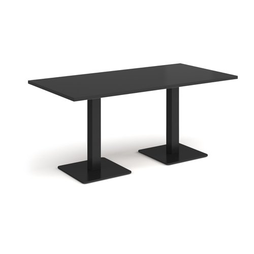 Brescia rectangular dining table with flat square black bases 1600mm x 800mm - Black