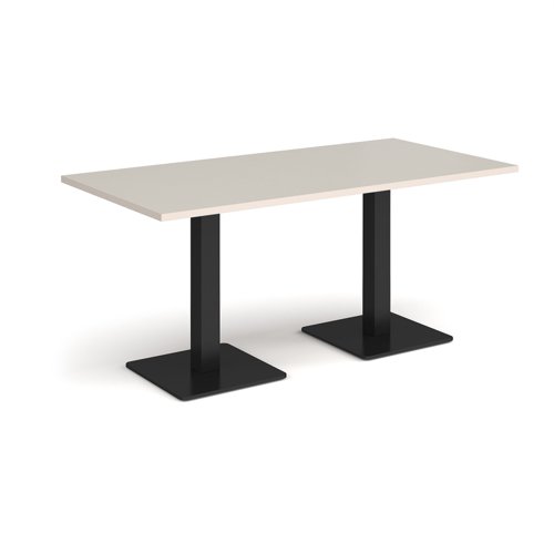 Brescia rectangular dining table with flat square black bases 1600mm x 800mm - Light Grey